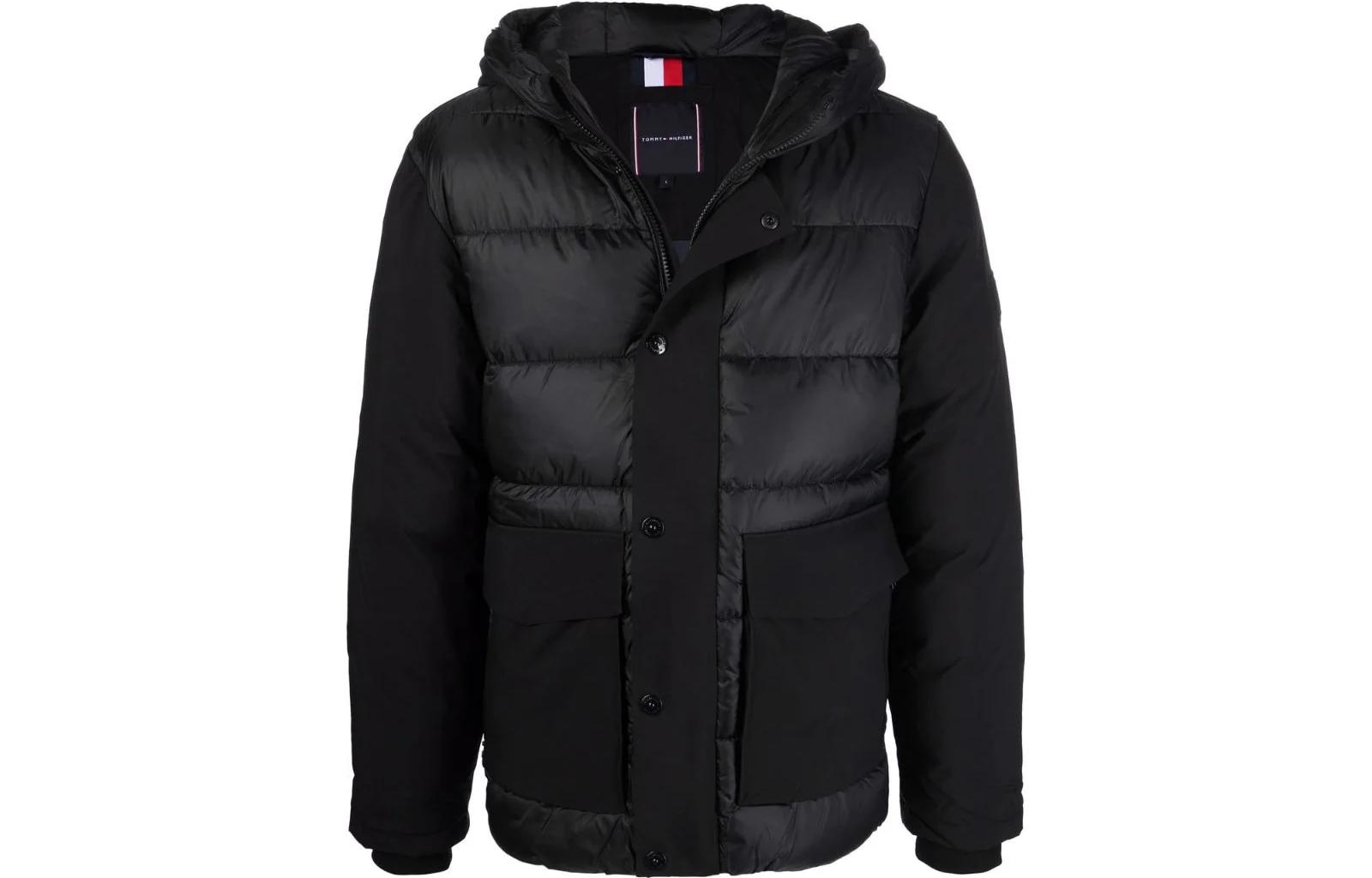 Tommy Hilfiger SS23 Logo Embroidered Hooded Puffer Jacket Black MW0MW19623BDS