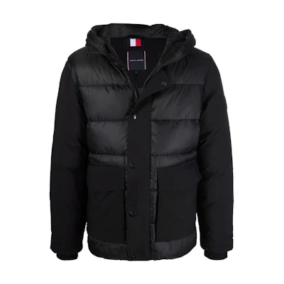 Tommy Hilfiger SS23 Logo Embroidered Hooded Puffer Jacket Black MW0MW19623BDS