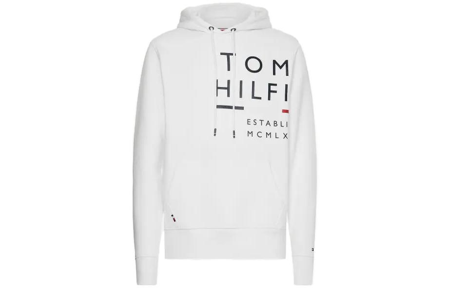 Tommy Hilfiger SS23 Logo Hoodie White - Long Sleeve Pullover MW0MW20119-YBR