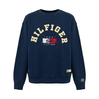 Tommy Hilfiger SS23 Logo Print Crewneck Pullover Sweatshirt Blue DM0DM15949-DB9
