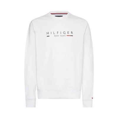 Tommy Hilfiger SS23 Logo Print Crewneck Sweatshirt White - MW0MW29324-YBR