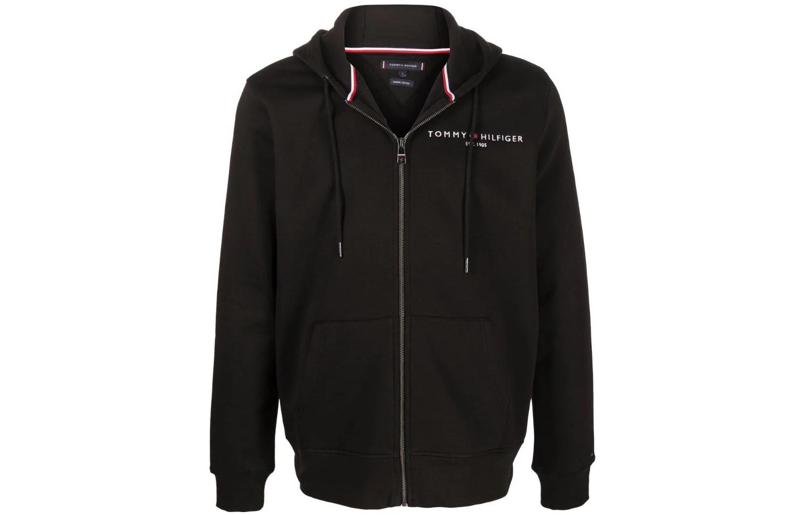 Tommy Hilfiger SS23 Logo Print Zip Hoodie Black MW0MW22197-BDS