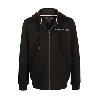 Tommy Hilfiger SS23 Logo Print Zip Hoodie Black MW0MW22197-BDS