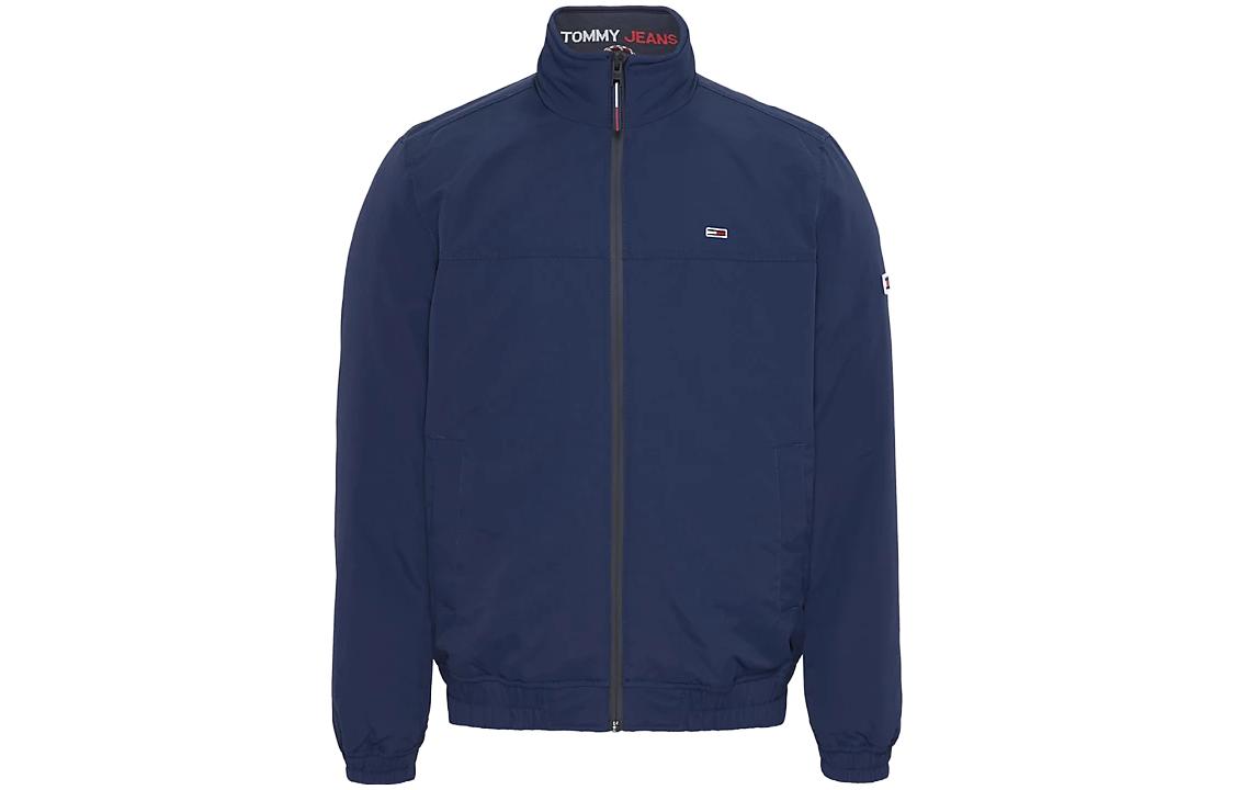 Tommy Hilfiger SS23 Logo Zip-Up Jacket Navy Blue Mens Long Sleeve Outerwear DM0DM14454-C87