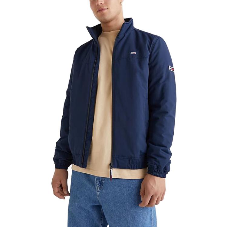 Tommy Hilfiger SS23 Logo Zip-Up Jacket Navy Blue Mens Long Sleeve Outerwear DM0DM14454-C87 圖 5