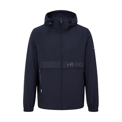 Tommy Hilfiger SS23 Men’s Navy Solid Logo Patch Slim Fit Hooded Jacket MW0MW29679DW5
