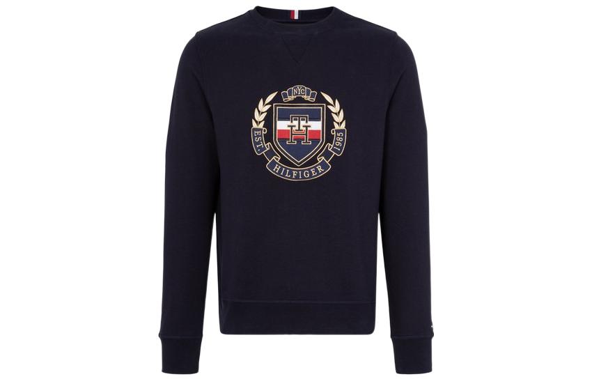 Tommy Hilfiger SS23 Patterned Print Crewneck Long Sleeve Sweatshirt Navy MW0MW29331-DW5