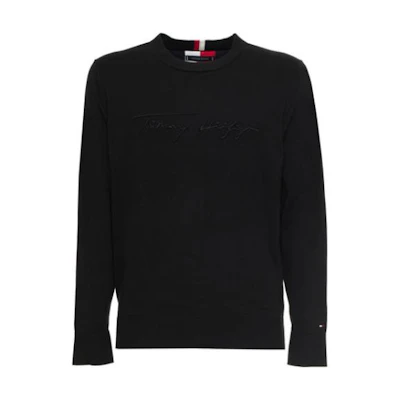 Tommy Hilfiger SS23 Solid Color Crewneck Logo Sweatshirt Navy MW0MW14421