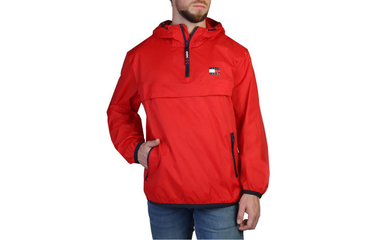 Tommy Hilfiger SS23 Solid Half-Zip Hooded Jacket Red DM0DM15906XNL