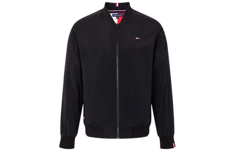 Tommy Hilfiger SS23 Solid Minimalist Flag Print Zip Jacket Black MW0MW31967