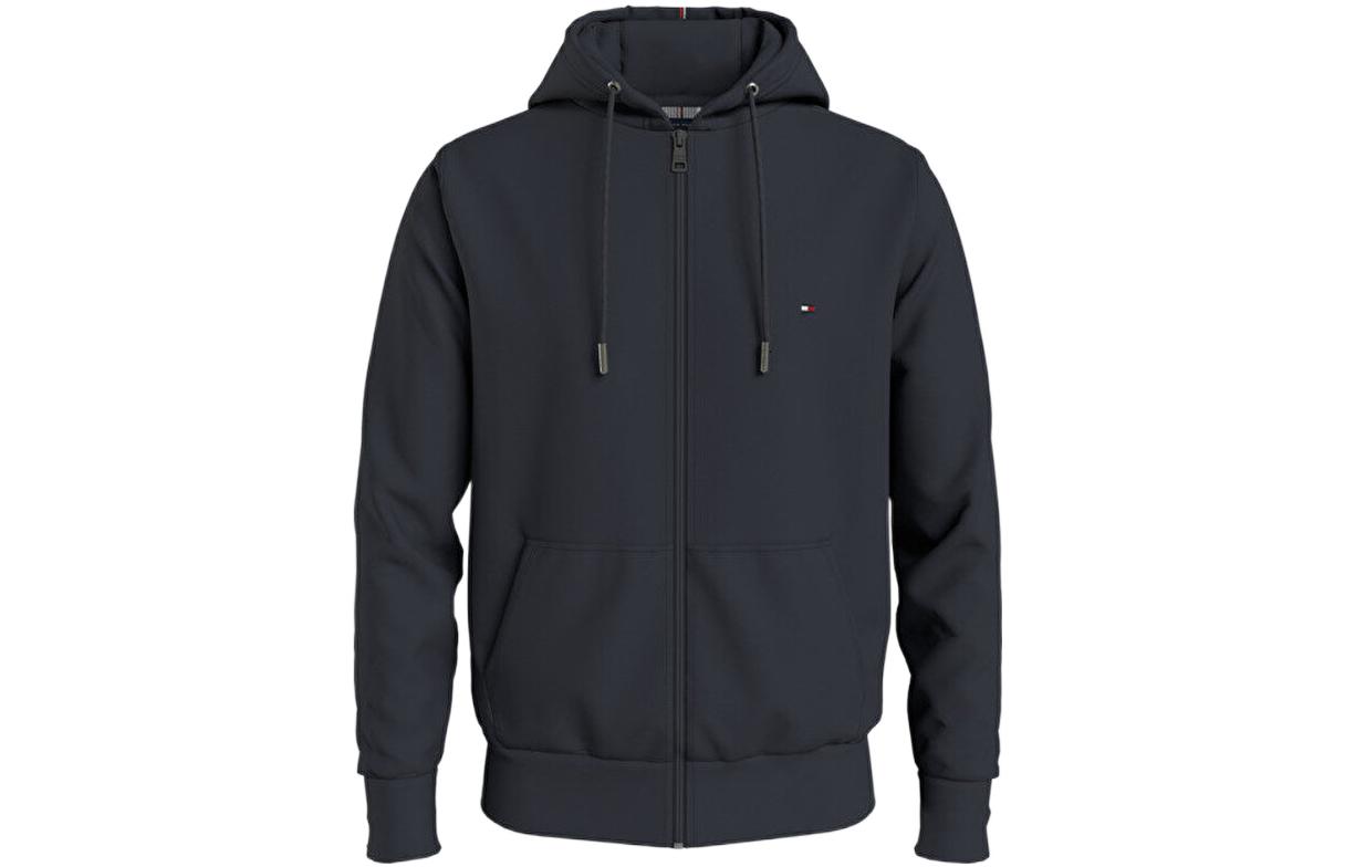 Tommy Hilfiger SS23 Solid Navy Zip-Up Hoodie Casual Pullover Navy Blue MW0MW29577-DW5