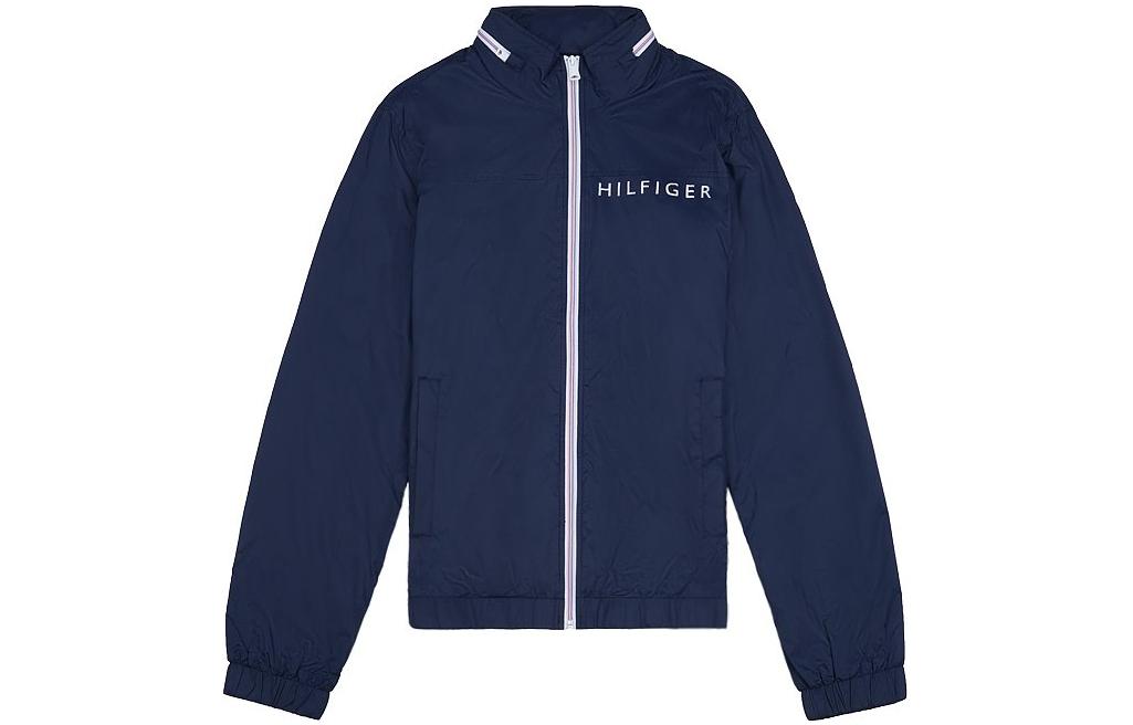Tommy Hilfiger SS23 Solid Navy Zip-Up Jacket for Men with Collared Design 78E7025-079