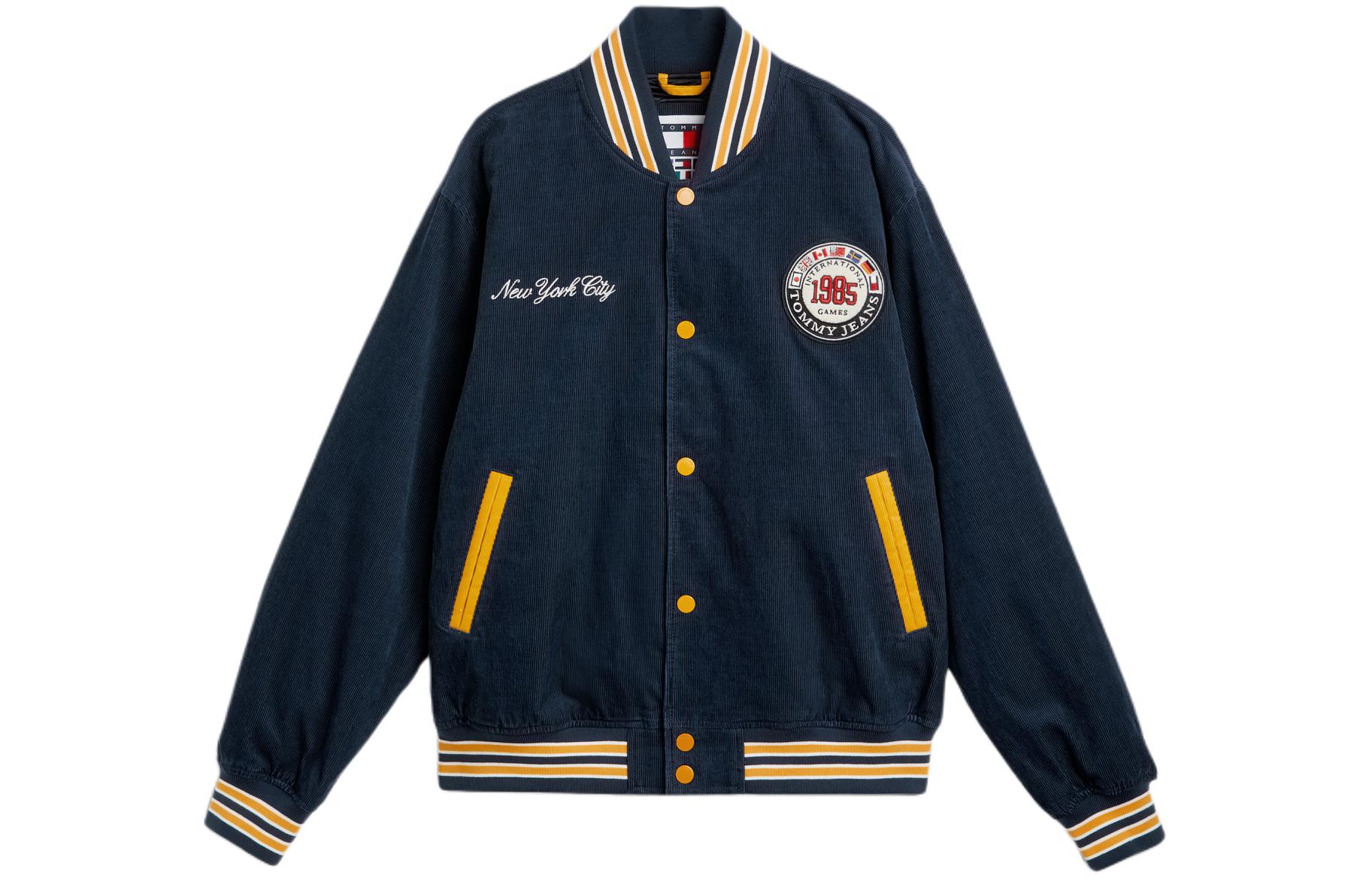 Tommy Hilfiger SS24 Olympic Letter Stripe Print Baseball Jacket Navy-Unisex DM19535C5F