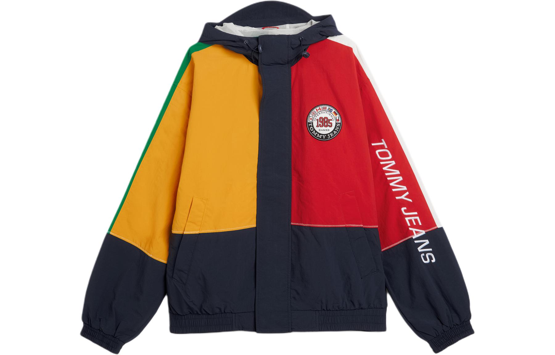 Tommy Hilfiger SS24 Olympic Logo Patchwork Hoodie Jacket Unisex Navy Blue DM19610DB9