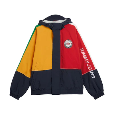 Tommy Hilfiger SS24 Olympic Logo Patchwork Hoodie Jacket Unisex Navy Blue DM19610DB9