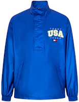 Tommy Hilfiger Street Style Embroidered Pullover Jacket - Bright Blue DM0DM15908 Tommy Hilfiger Street Style Embroidered Pullover Jacket - Bright Blue DM0DM15908
