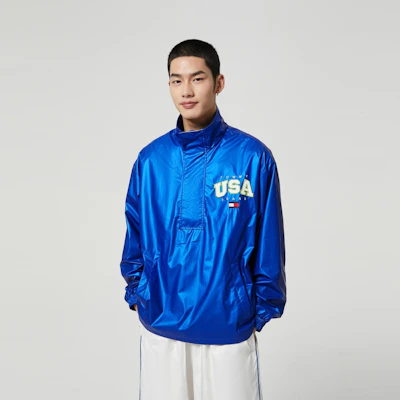 타미 힐피거 스트릿 스타일 자수 풀오버 자켓 - 브라이트 블루 DM0DM15908 Shop 타미 힐피거 스트릿 스타일 자수 풀오버 자켓 - 브라이트 블루 DM0DM15908