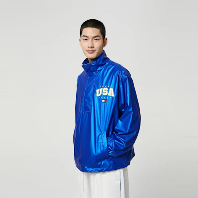 타미 힐피거 스트릿 스타일 자수 풀오버 자켓 - 브라이트 블루 DM0DM15908 Sizing 타미 힐피거 스트릿 스타일 자수 풀오버 자켓 - 브라이트 블루 DM0DM15908