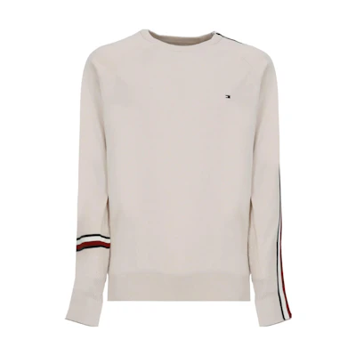 Tommy Hilfiger Striped Crewneck Long Sleeve Sweatshirt Mens Off-White MW0MW29038-AF4