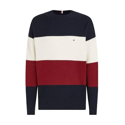 Tommy Hilfiger Striped Crewneck Sweatshirt Multi-Color MW0MW315740A4BIANCOBLU