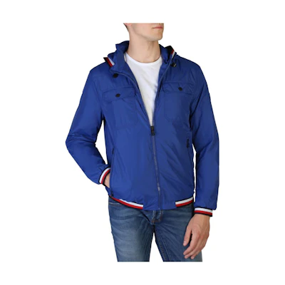 Tommy Hilfiger Striped Hooded Casual Jacket Men’s Blue MW0MW05274424