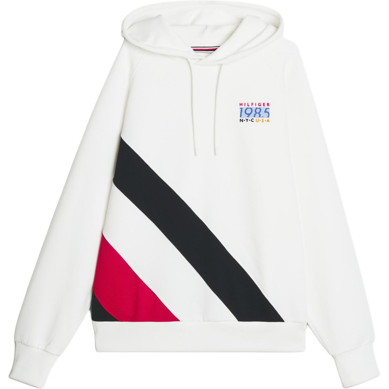 Tommy Hilfiger Striped Hoodie Off-White Long Sleeve Sweatshirt MW36980-YBL