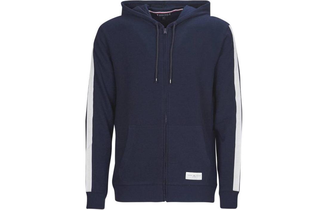 Tommy Hilfiger Striped Print Zip Hoodie Jacket Blue Casual Wear UM0UM03011-DW5