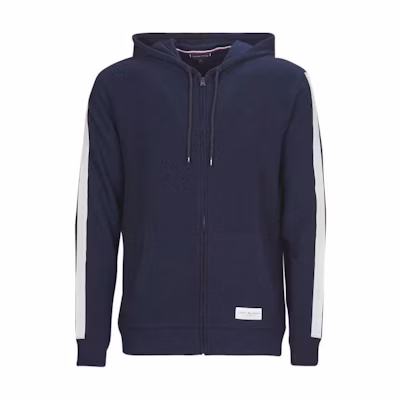 Tommy Hilfiger Striped Print Zip Hoodie Jacket Blue Casual Wear UM0UM03011-DW5