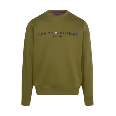 Tommy Hilfiger TH Flex Logo Crewneck Sweatshirt Green Mens MW0MW11596-MS2