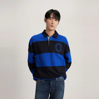 Shop Tommy Hilfiger Unisex American Colorblock Embroidered Polo Sweatshirt. MW0MW32750
