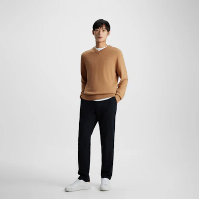 汤米希尔费格男女款羊绒V领修身针织毛衣 MW0MW34117 4