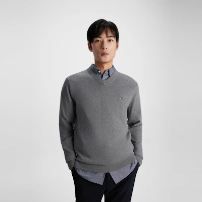 汤米希尔费格男女款羊绒V领修身针织毛衣 MW0MW34117 8