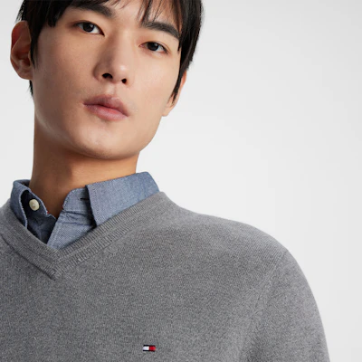 汤米希尔费格男女款羊绒V领修身针织毛衣 MW0MW34117 11