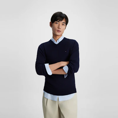 汤米希尔费格男女款羊绒V领修身针织毛衣 MW0MW34117 Shop 汤米希尔费格男女款羊绒V领修身针织毛衣 MW0MW34117