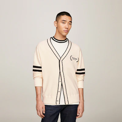 汤米·希尔费格 男女通用棉质纹理刺绣V领针织毛衣 MW0MW33522 Shop 汤米·希尔费格 男女通用棉质纹理刺绣V领针织毛衣 MW0MW33522