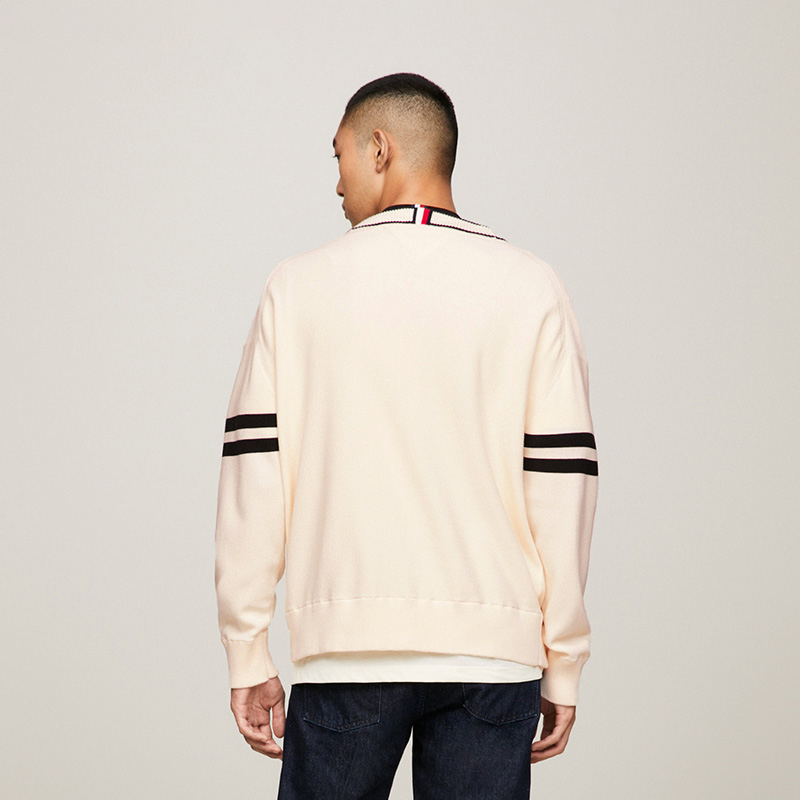 Purchase 汤米·希尔费格 男女通用棉质纹理刺绣V领针织毛衣 MW0MW33522