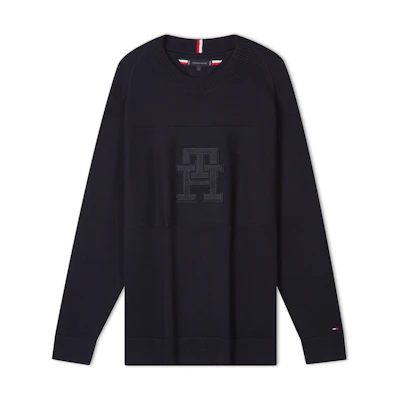 Tommy Hilfiger Unisex Loose Fit Embroidered Cotton Knit Pullover Sweater. MW0MW33085