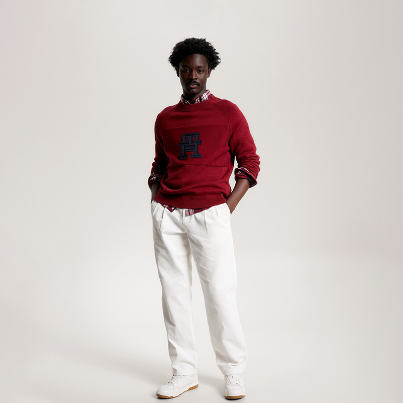 Details for 汤米希尔费格男女休闲宽松刺绣棉针织套头毛衣. MW0MW33085