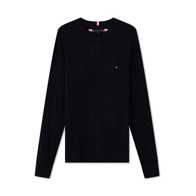 Tommy Hilfiger Vintage Cable Knit Cotton Sweater Unisex Casual Pullover MW0MW33132