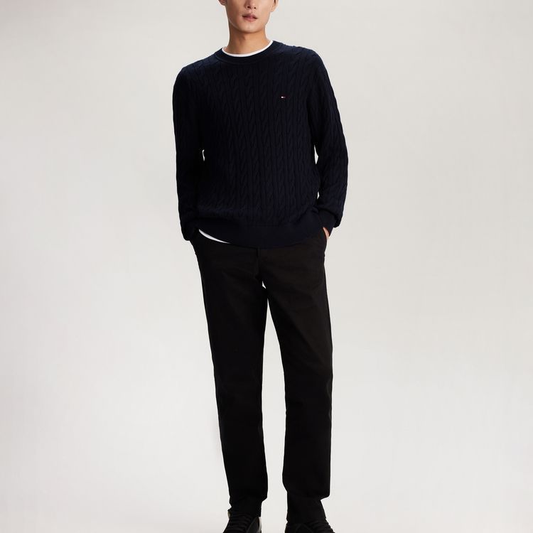 Lookbook 타미 힐피거 빈티지 케이블 니트 코튼 스웨터 유니섹스 캐주얼 풀오버 MW0MW33132