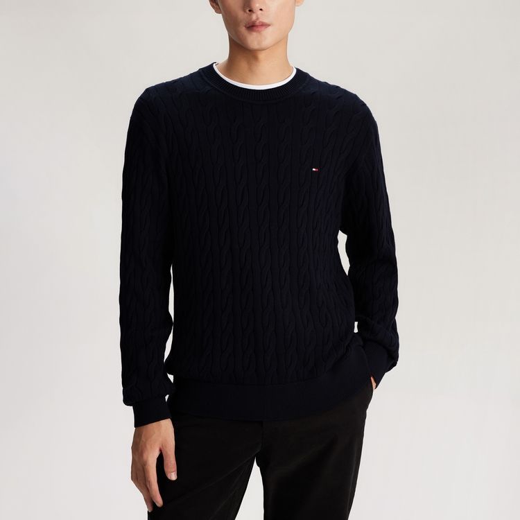 Shop 타미 힐피거 빈티지 케이블 니트 코튼 스웨터 유니섹스 캐주얼 풀오버 MW0MW33132