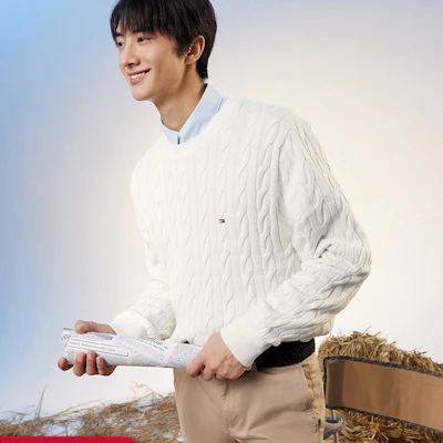 타미 힐피거 빈티지 케이블 니트 코튼 스웨터 유니섹스 캐주얼 풀오버 MW0MW33132 Sizing 타미 힐피거 빈티지 케이블 니트 코튼 스웨터 유니섹스 캐주얼 풀오버 MW0MW33132