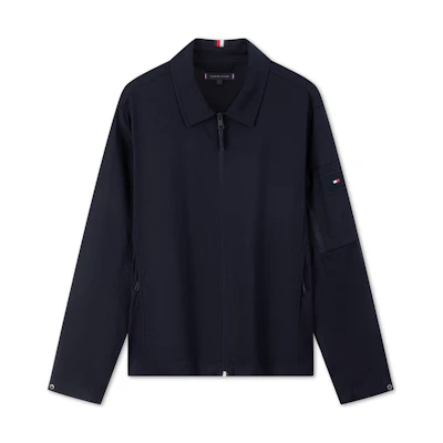 Tommy Hilfiger Water-Resistant Navy Zip-Up Collar Jacket for Outdoor & Casual MW0MW35712