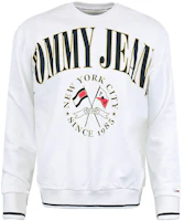 Tommy Hilfiger White Crewneck Pullover Sweatshirt with Letter Print DM15024 Tommy Hilfiger White Crewneck Pullover Sweatshirt with Letter Print DM15024