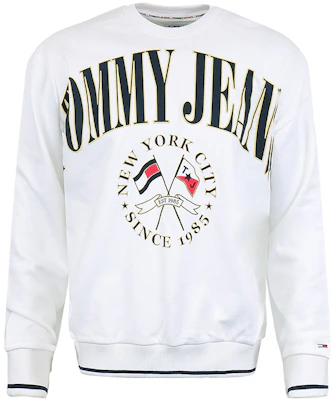 Tommy Hilfiger White Crewneck Pullover Sweatshirt with Letter Print DM15024 Buy Tommy Hilfiger White Crewneck Pullover Sweatshirt with Letter Print DM15024