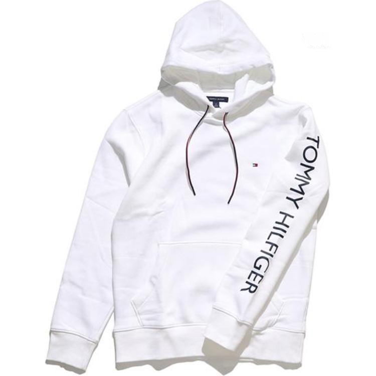 Tommy Hilfiger White Hoodie with Logo Letter Print 78J9710-100