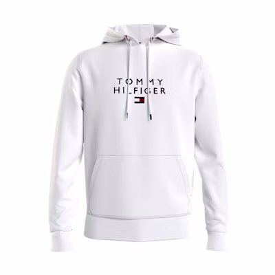 Tommy Hilfiger White Pullover Hoodie with Logo Print MW0MW17397-YBI