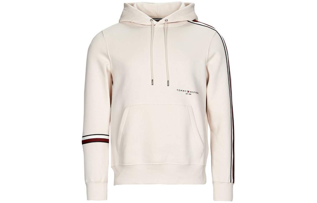 Tommy Hilfiger White Pullover Hoodie with Printed Pocket for Men MW0MW29339-AF4
