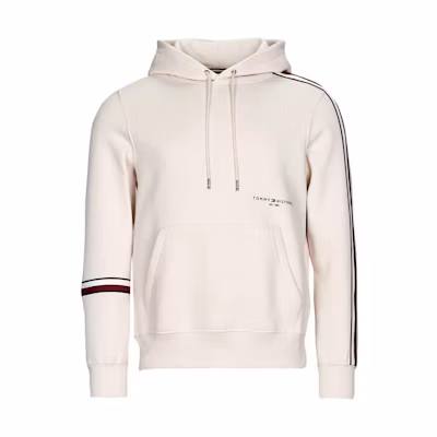 Tommy Hilfiger White Pullover Hoodie with Printed Pocket for Men MW0MW29339-AF4