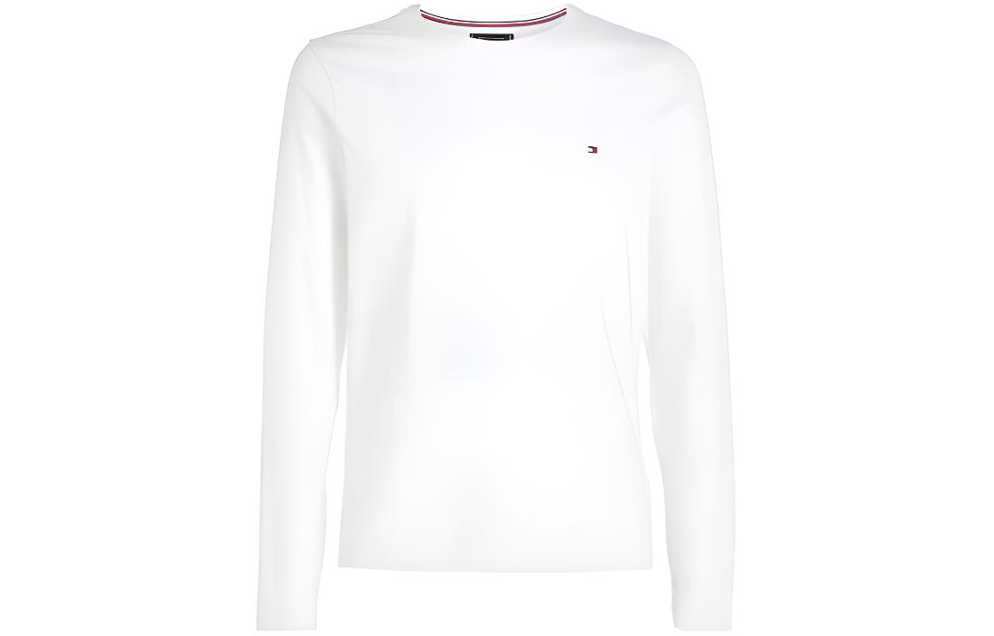 Tommy Hilfiger White Solid Crewneck Pullover Long Sleeve Sweatshirt MW0MW10804-YBR
